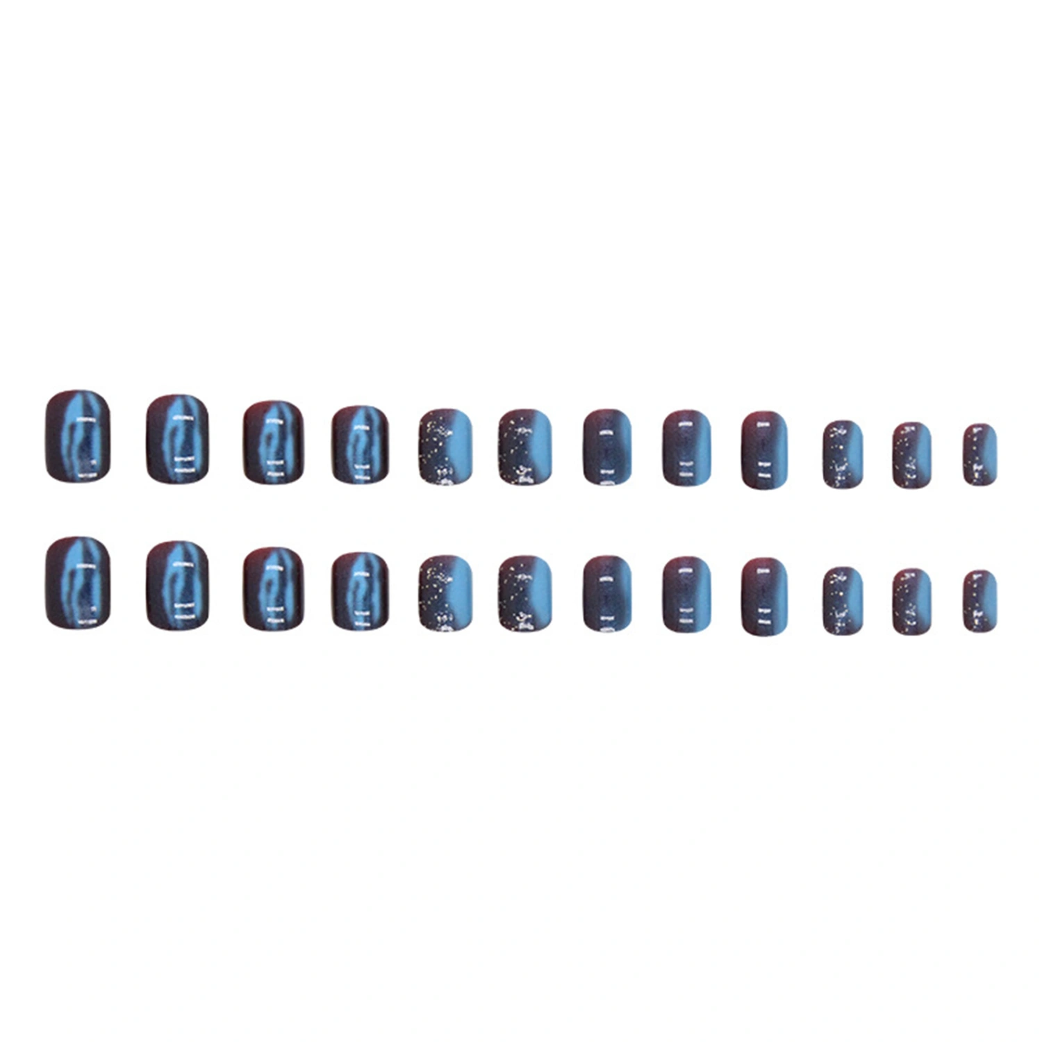 Press on Nails 24Pcs Fake Nails Square Nails with Blue Galaxy Design