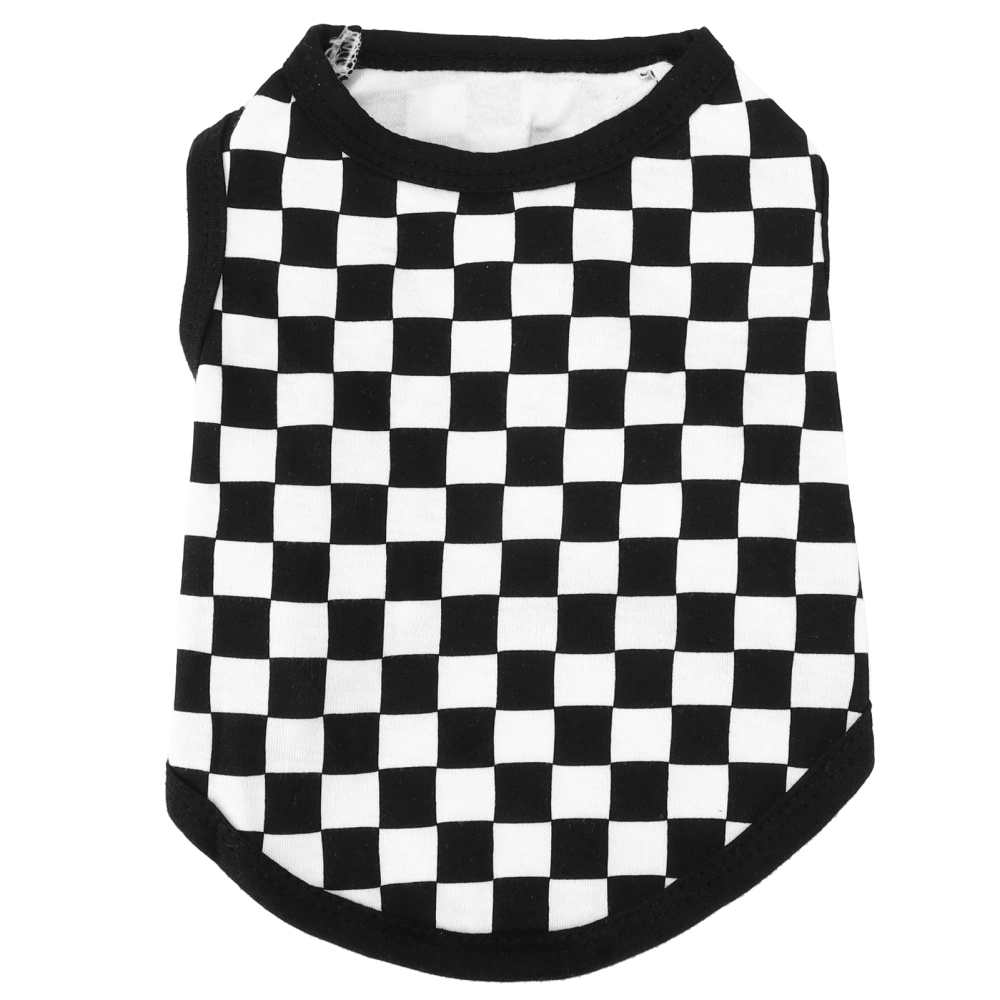 Sleveless Pet T‑Shirt Pet Vest Mosaic Sleeveless Cotton T‑Shirts for Small PiggiesBlack and White Check Pattern L