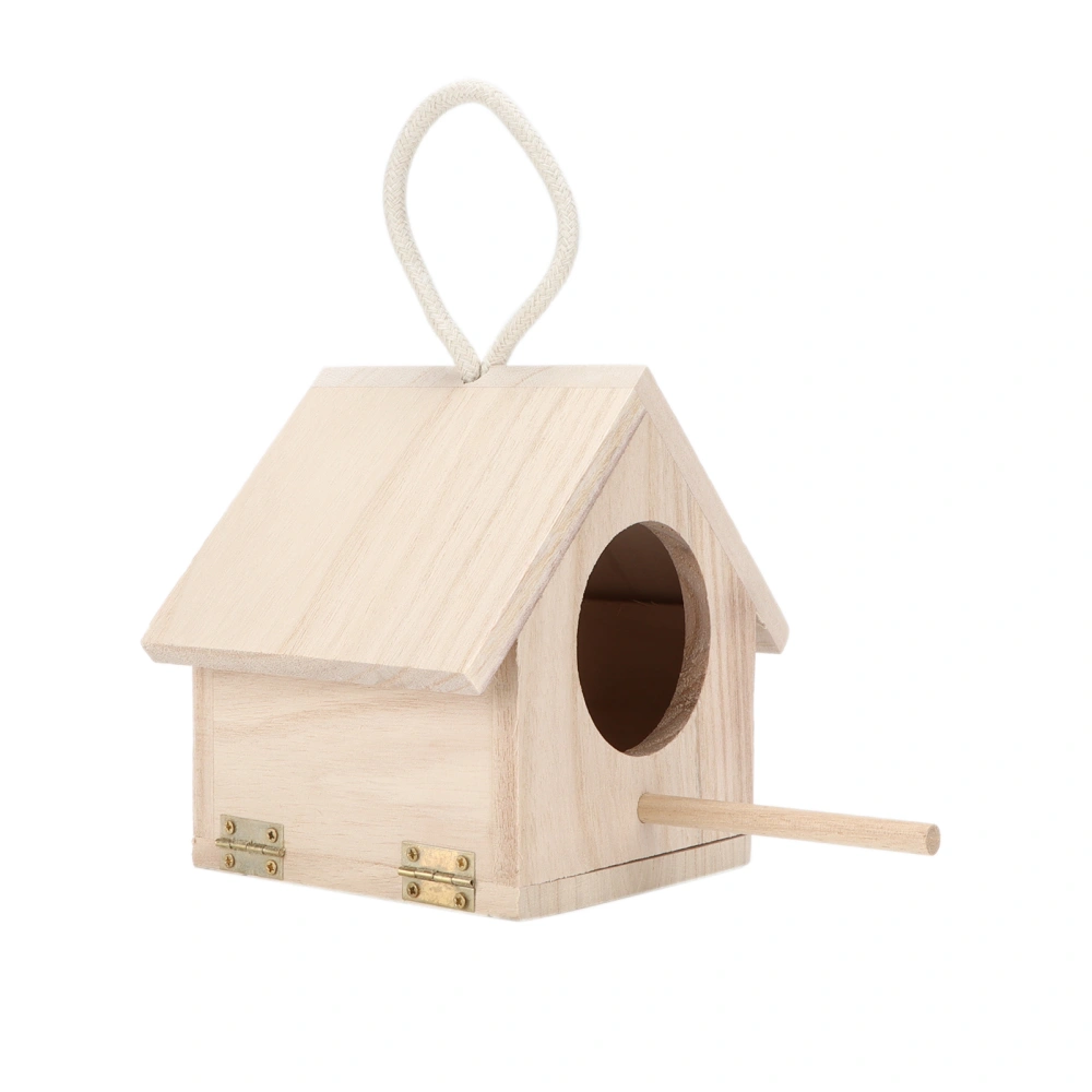 Wooden Bird House with Perch Outside Hanging Natural Wood Bird House for Small Birds