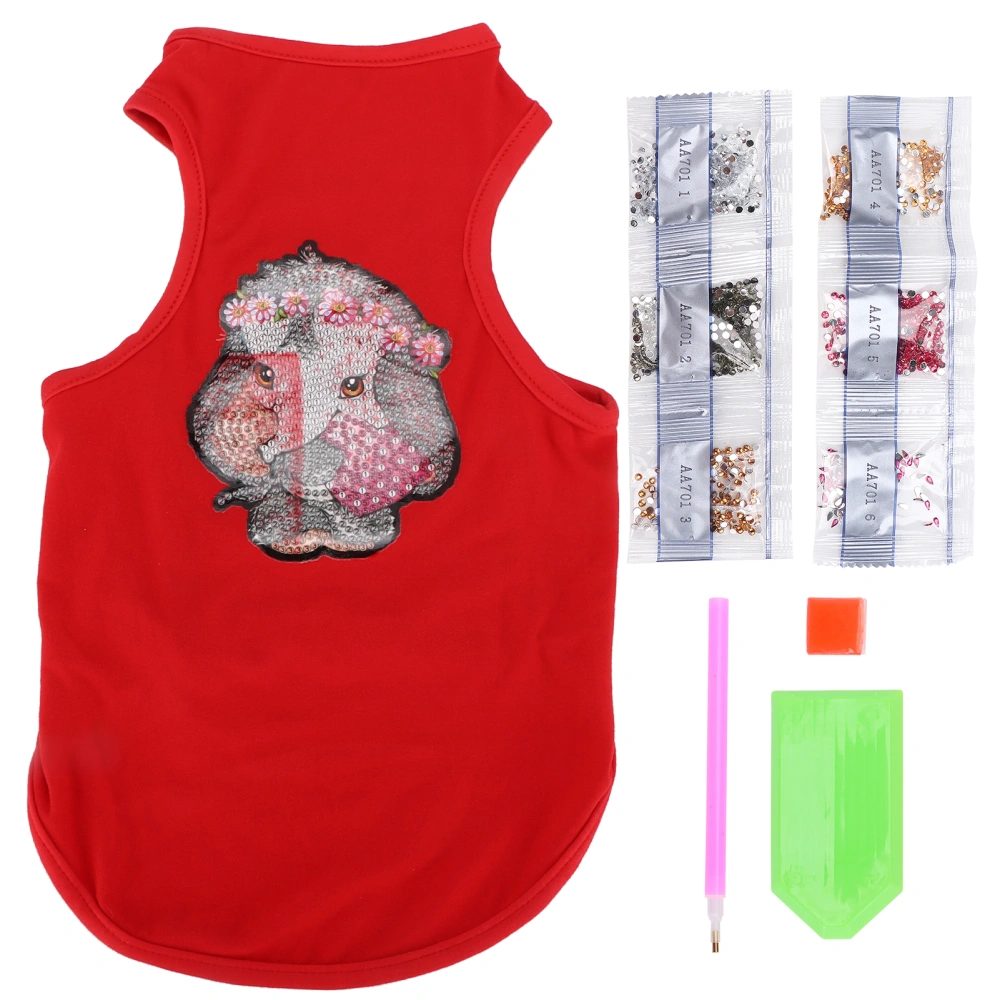 Dog Rhinestone Design Clothes DIY Painting and Comfortable Rhinestone Painting Vest for PetsRed L