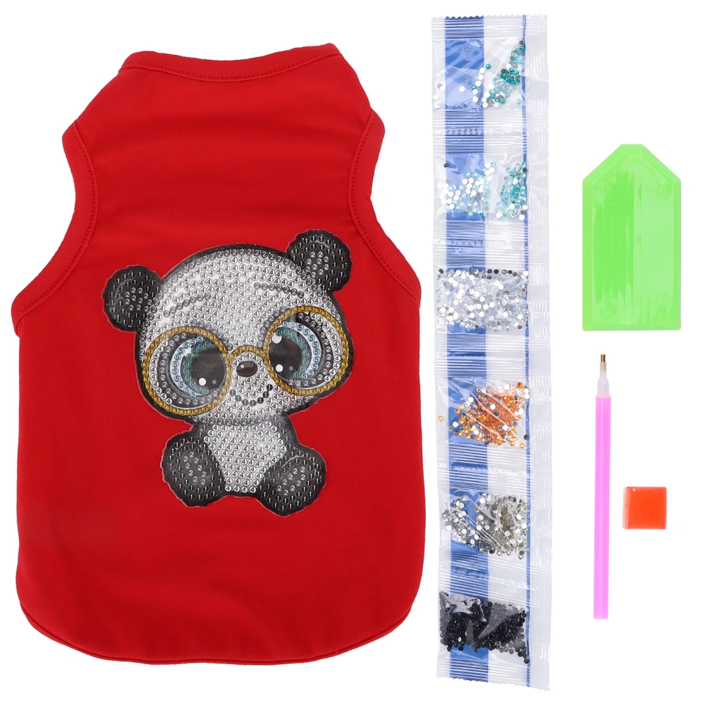 Dog Clothes DIY Rhinestone Painting Soft Breathable Washable Fashion Summer Cute Pet Tshirt for Dogs(Red L)