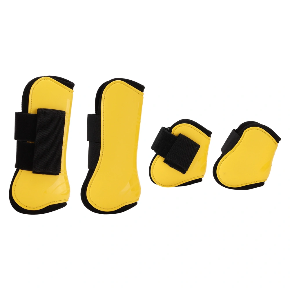 Horse Tendon Boots Set of 4 PU Shell Guard Boots for Riding Shock Absorbing Jumping ProtectionYellow XL