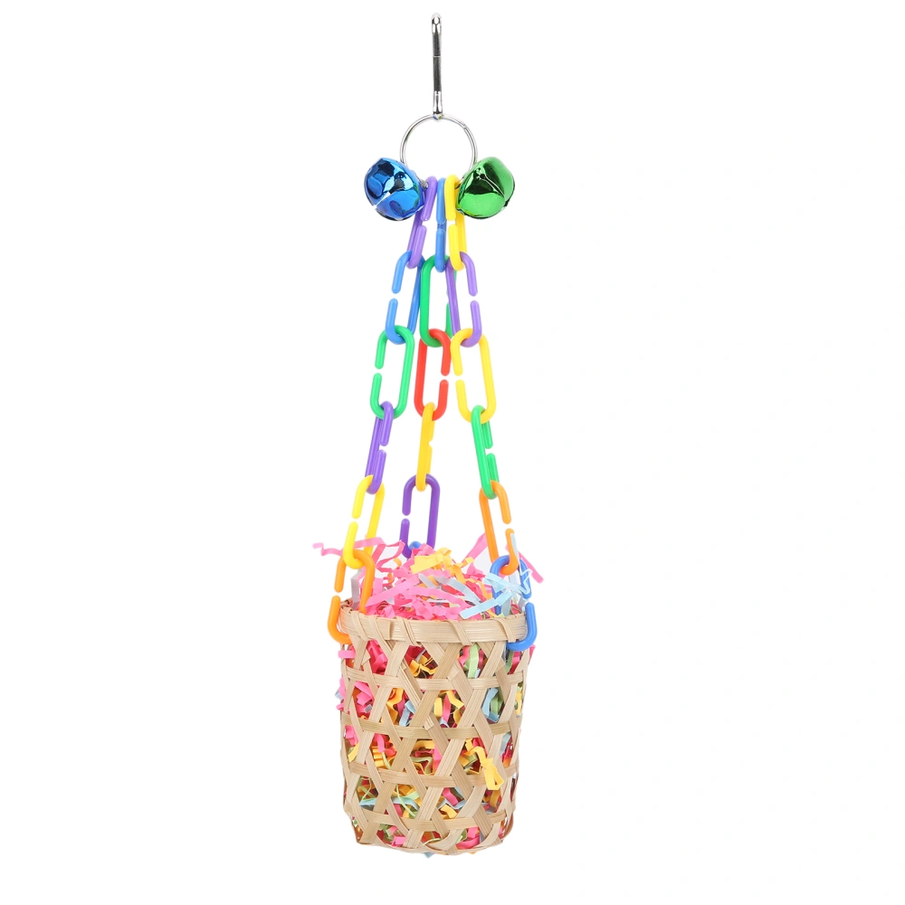 Bird Chewing Toys Colorful Shredder Basket Chewing Toys Foraging Hanging Basket for Parrots