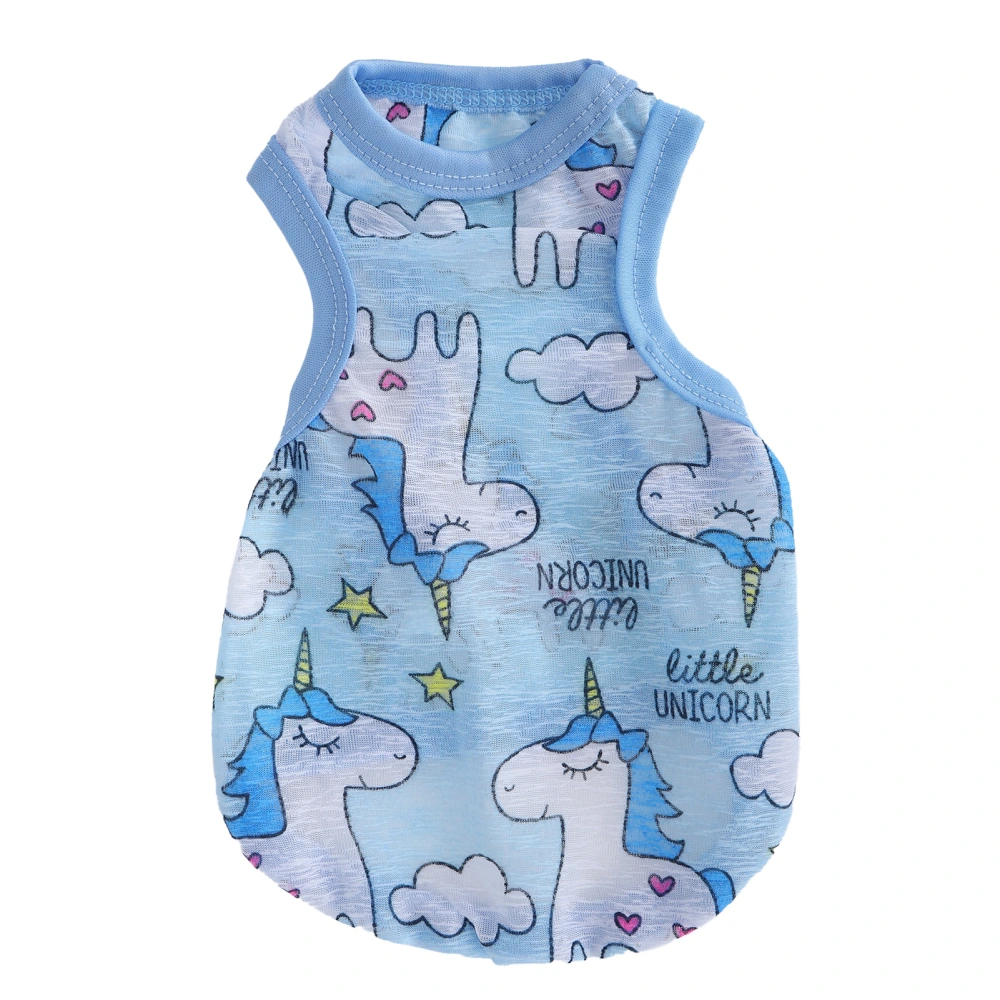 Pet Summer Cooling Clothes Little Pig Dog Vest Non‑Sticky Breathable Sleeveless T‑ShirtSky Blue Pegasus (Blue Edging) L