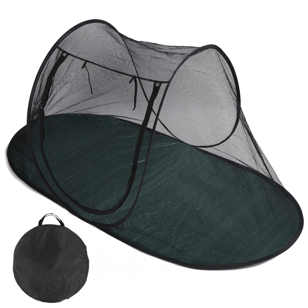 Pet Camping Tent Outdoor Playpens Cage Portable Breathable Pig Dogs Playpens HouseXBD176 Oval Tent with Black Net on Green Background 189x90x78cm