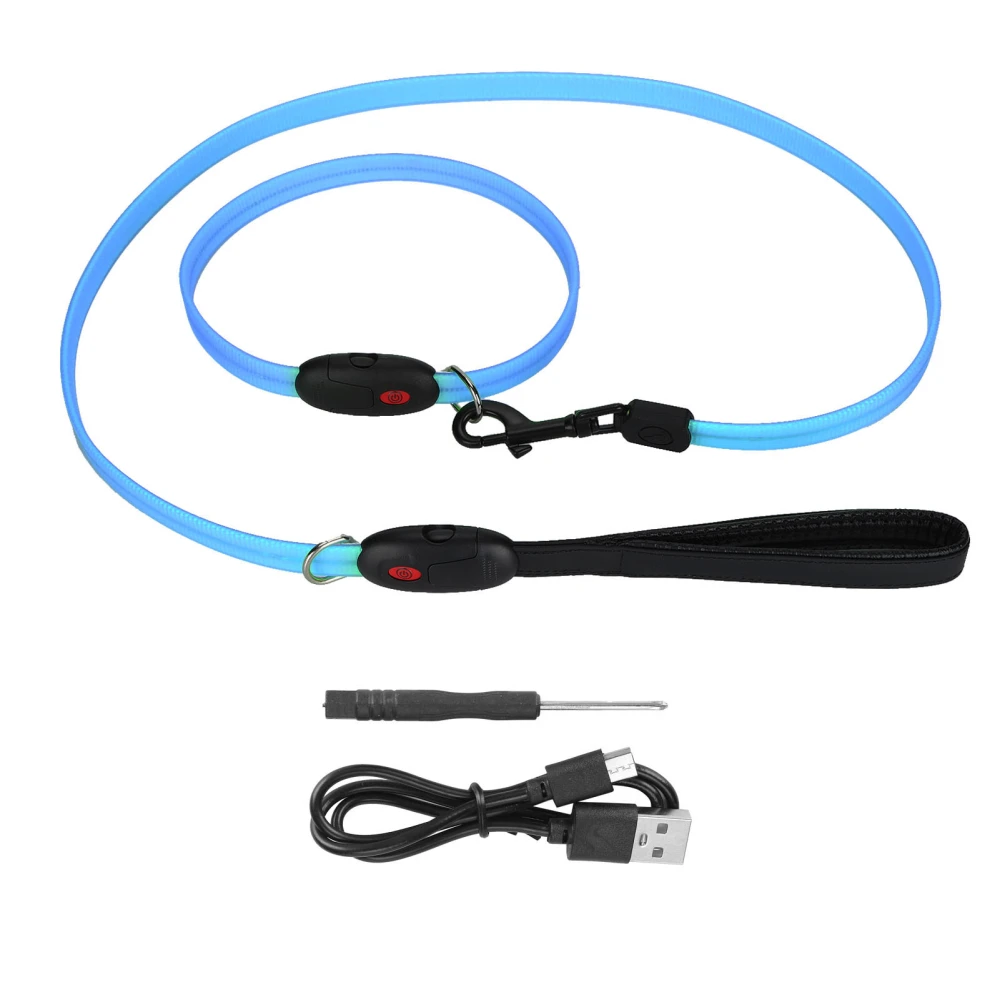 Outdoor Dog LED Collars with Leashes Set USB Rechargeable Pet Walking Collar StrapBlue S