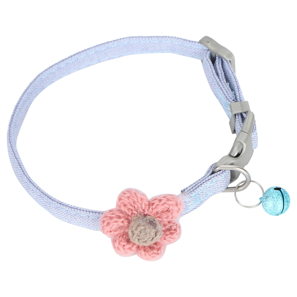 Pet Pig Collar Adjustable Pet Cute Polyester Collar with Artificial Flower and BellSky Blue