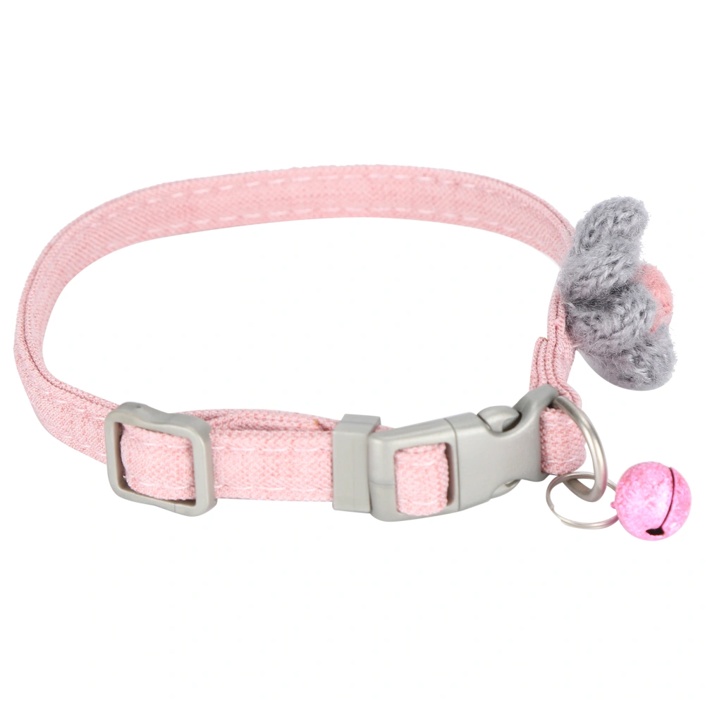 Pet Pig Collar Adjustable Pet Cute Polyester Collar with Artificial Flower and BellPink