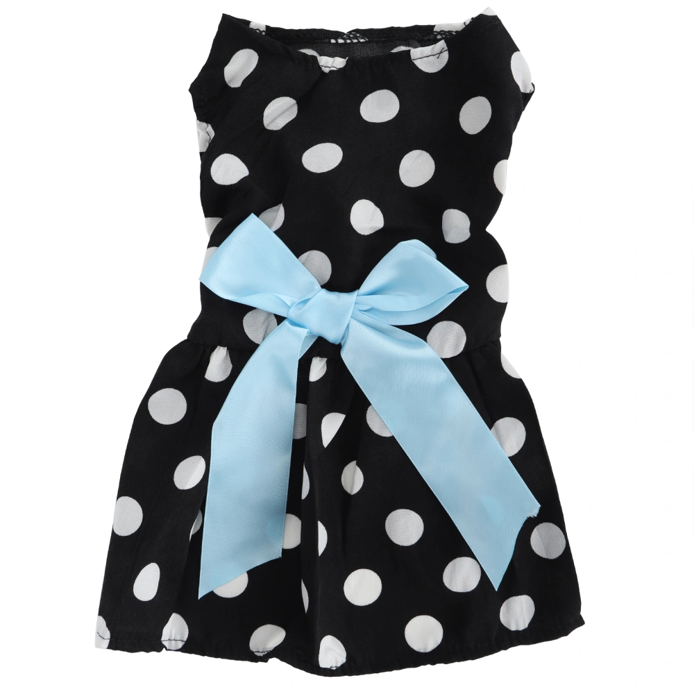 Pet Summer Clothes Girl Dog Cute Polyester Sleeveless Skirt Dresses with Bow on BackXZD223 White Dot Pattern Black White S