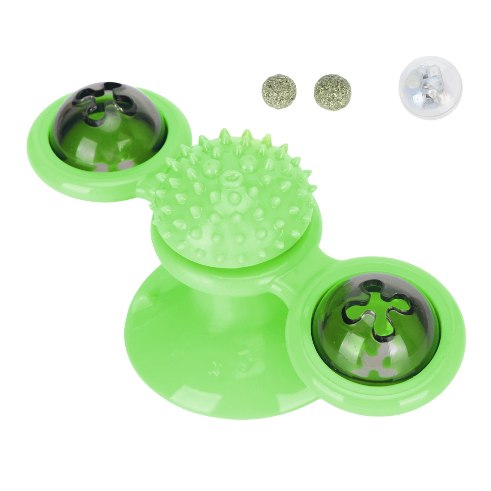 Turntable Interactive Cat Toys Rotatable Windmill Teasing Toy with LED and Catnip ballGreen