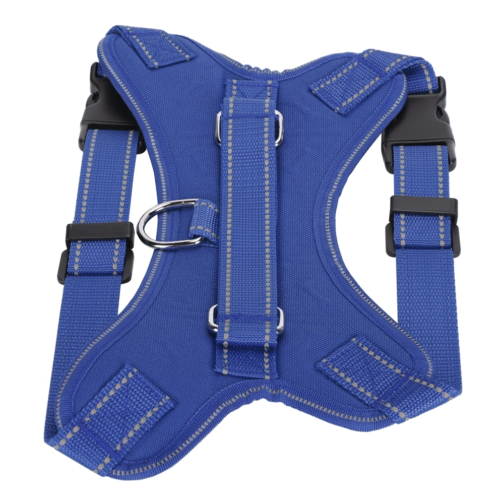 Pet Vest Reflective Stripe Harness Adjustable Oxford Cloth Anti‑Explosion for Dog Blue M