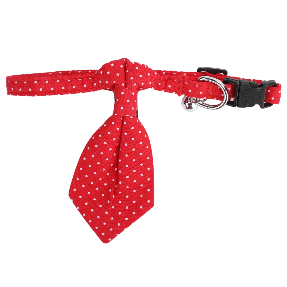 Dog Collar Polka Dot Red Necktie Bowknot Cotton Adjustable Pet Accessories with BellCollar Polka Dot Red S