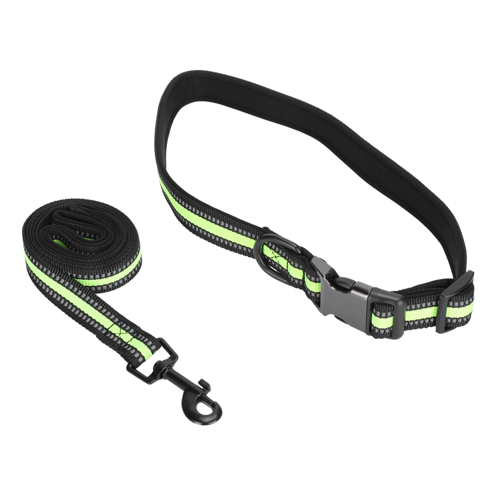 Adjustable Reflective Dog Collar Pet Dog Collar Lead Traction Rope Accessory SetFluorescent Green L