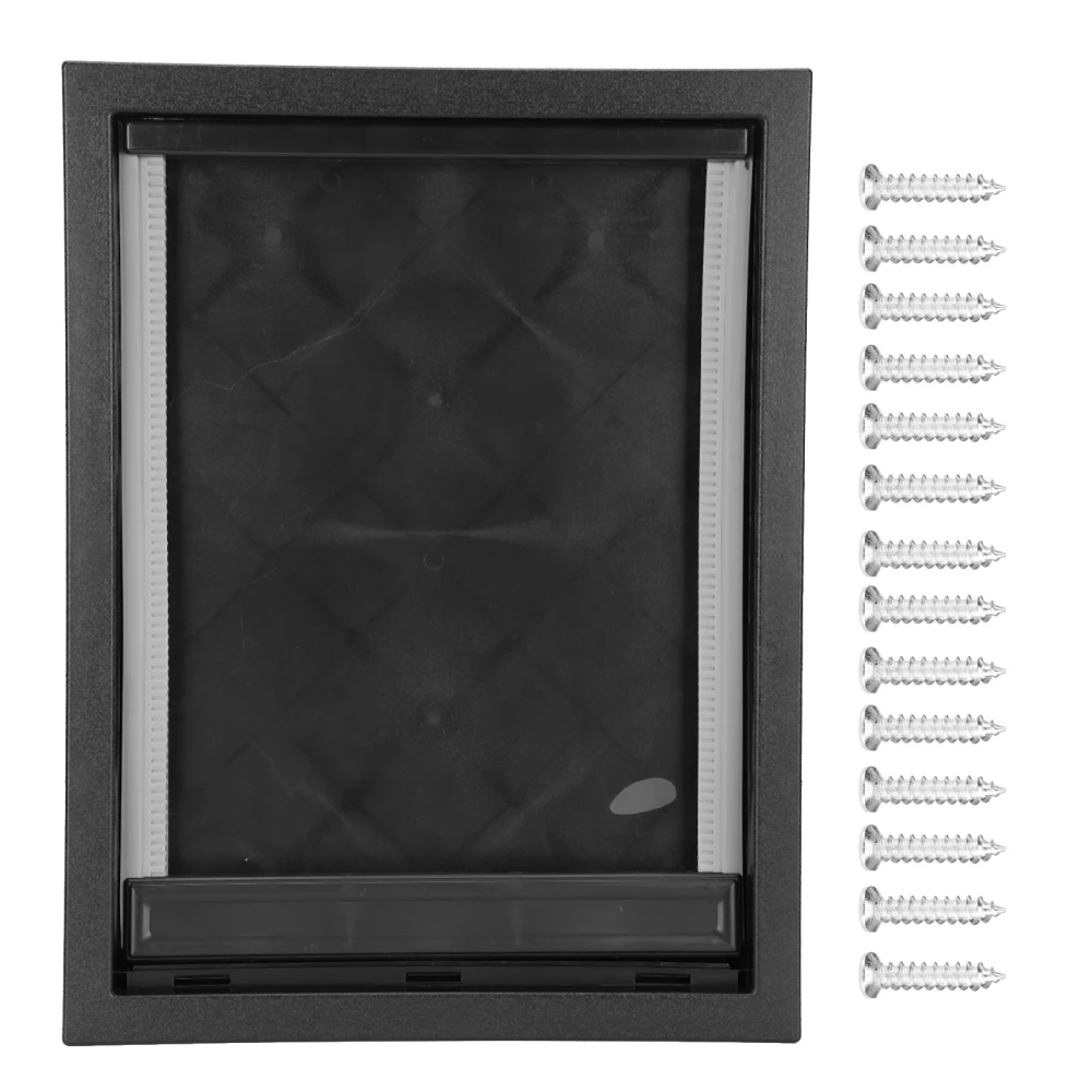 Plastic Pet Large Middlesized Dog Removable Installation Door Supply Builtin Magnet(black )