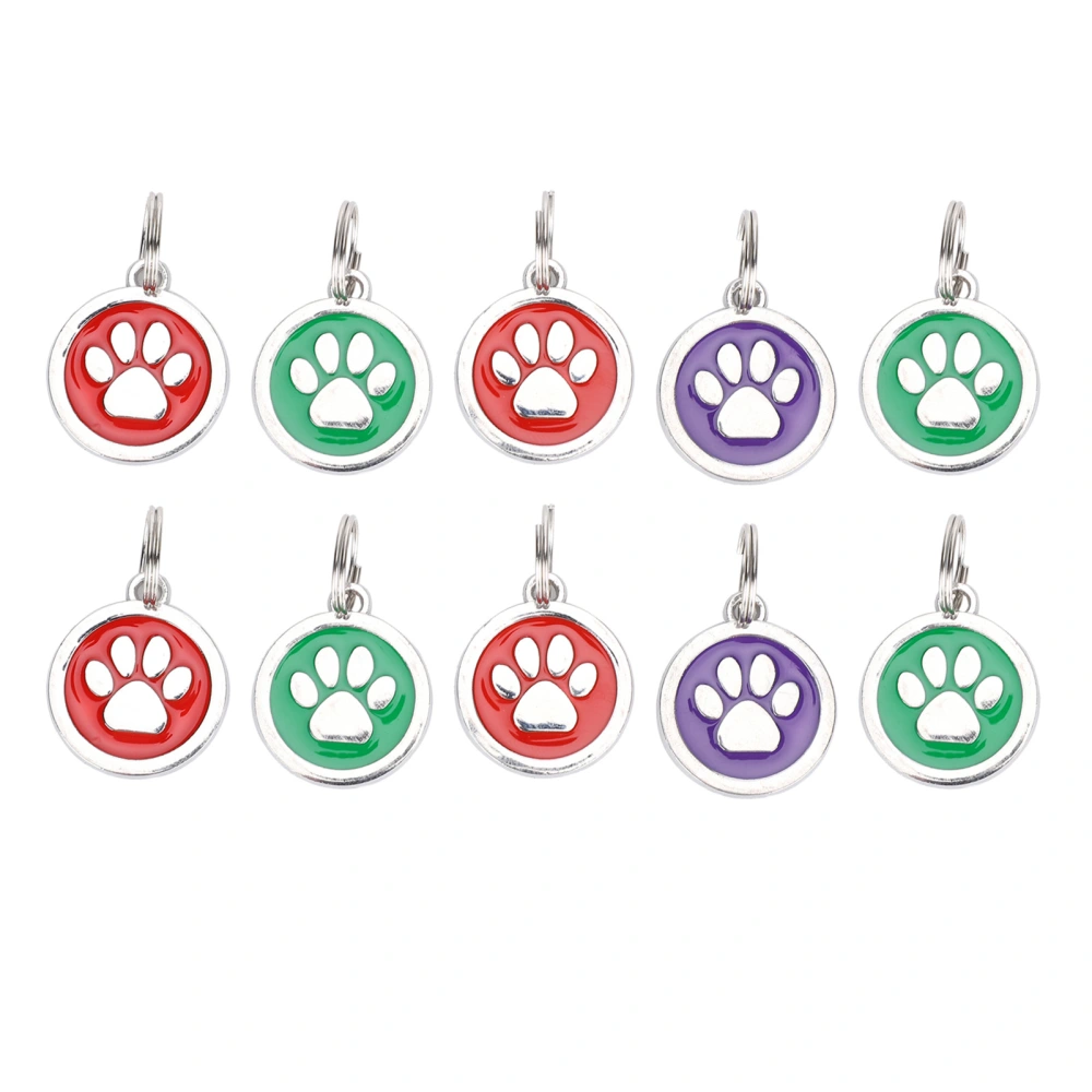 10pcs Pet Footprint Identity Neck Hanging Tag Metal Compact Cute Label for Cats DogsFoot Print Type Color Random