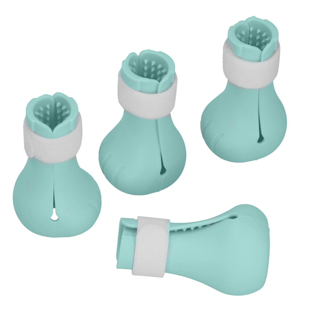 Silicone AntiScratch Cat Shoes Boots Cat Nail Cover Paw Protector for Bathing Shaving(Mint Green )