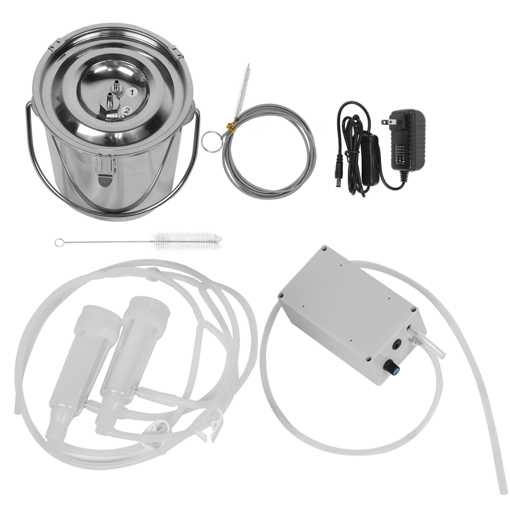 3L Adjustable Motor Milking Device Machine Vacuum Pump Stainless Steel Bucket for Sheep 100-240VUS Plug