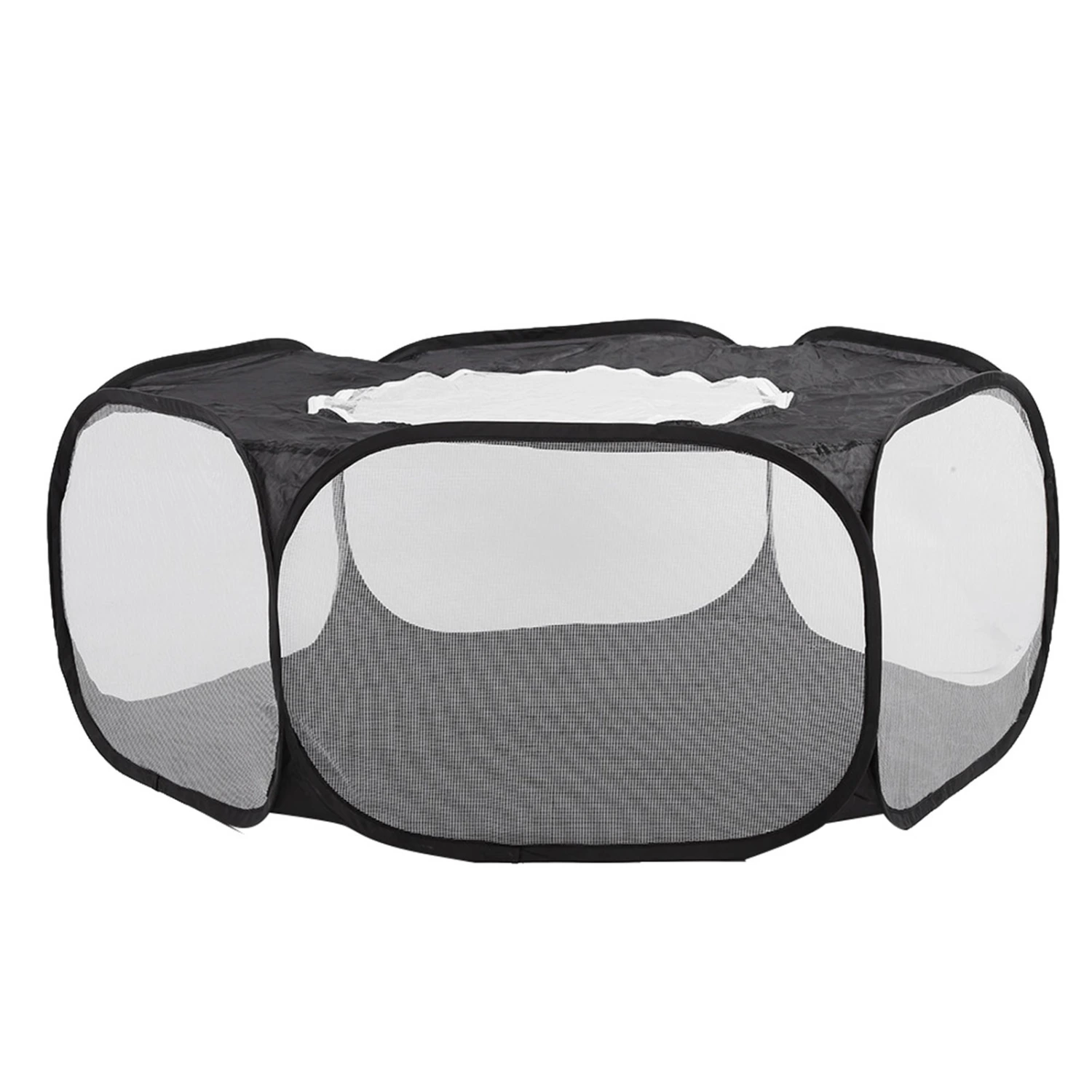 Portable Small Pet Animals Playpen Transparent Puppy Cat Rabbit Cage Tent for OutdoorBlack