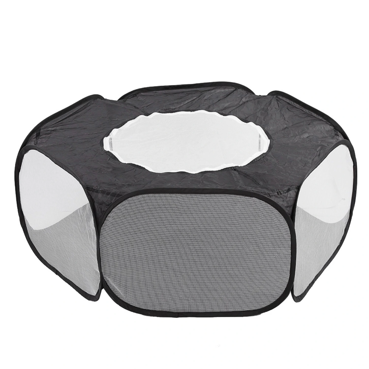 Portable Small Pet Animals Playpen Transparent Puppy Cat Rabbit Cage Tent for OutdoorBlack