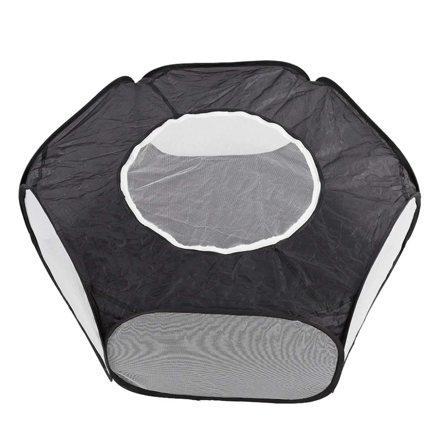 Portable Small Pet Animals Playpen Transparent Puppy Cat Rabbit Cage Tent for OutdoorBlack