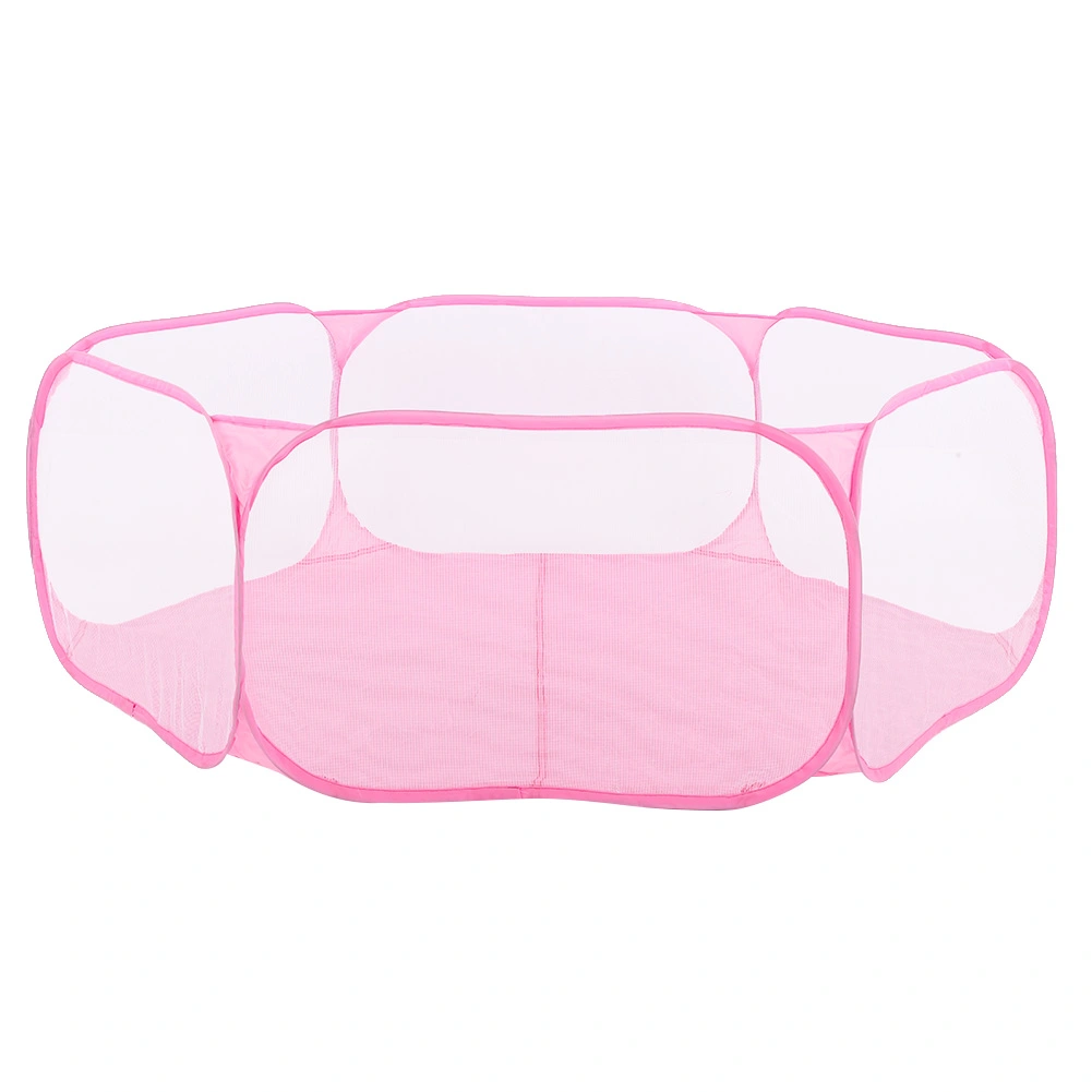 Portable Small Pet Animals Playpen Transparent Puppy Cat Rabbit Cage Tent for OutdoorPink