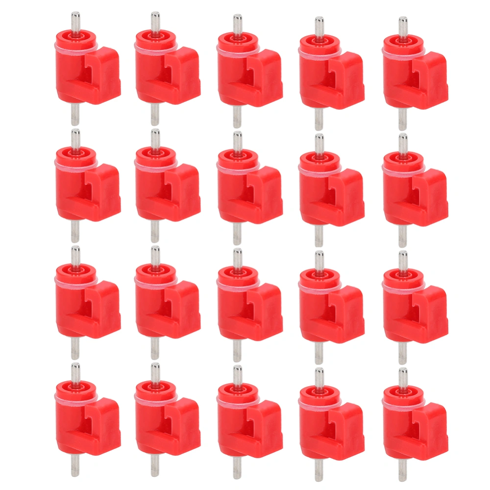 20Pcs Chicken Water Nipple Drinker Feeders Automatic Red Plastic Poultry Farm Animal SuppliesRough Nail Plus Red Body