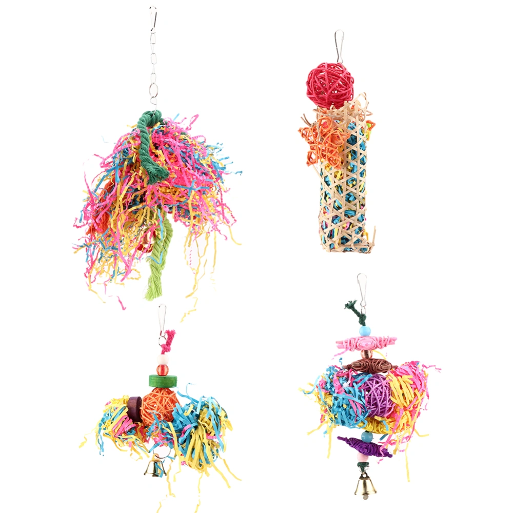 Colorful Parrot Climbing Toys Bird Hanging Cage Chewing Toys with Bell for Pet Supplies