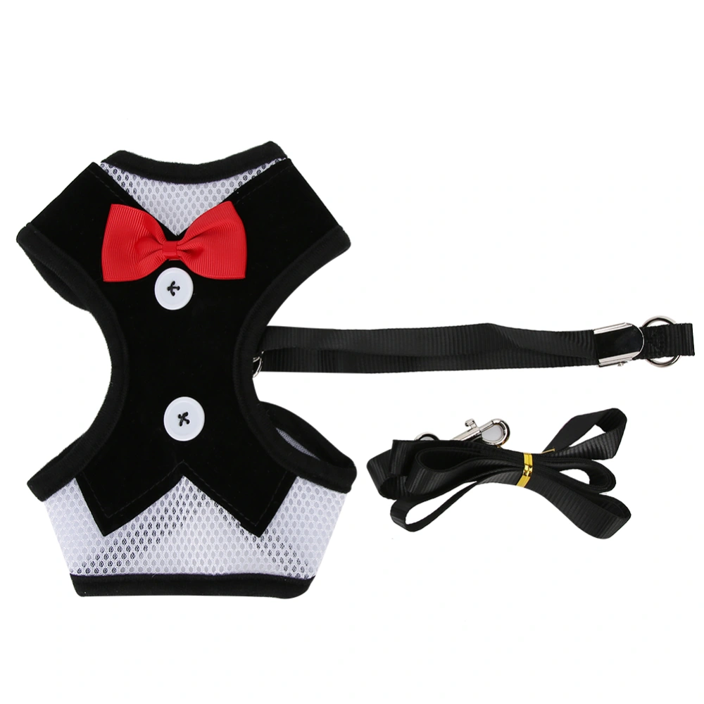 Pet Polyester Evening Dress Chest Straps Harness with Traction Rope for Dog CatL