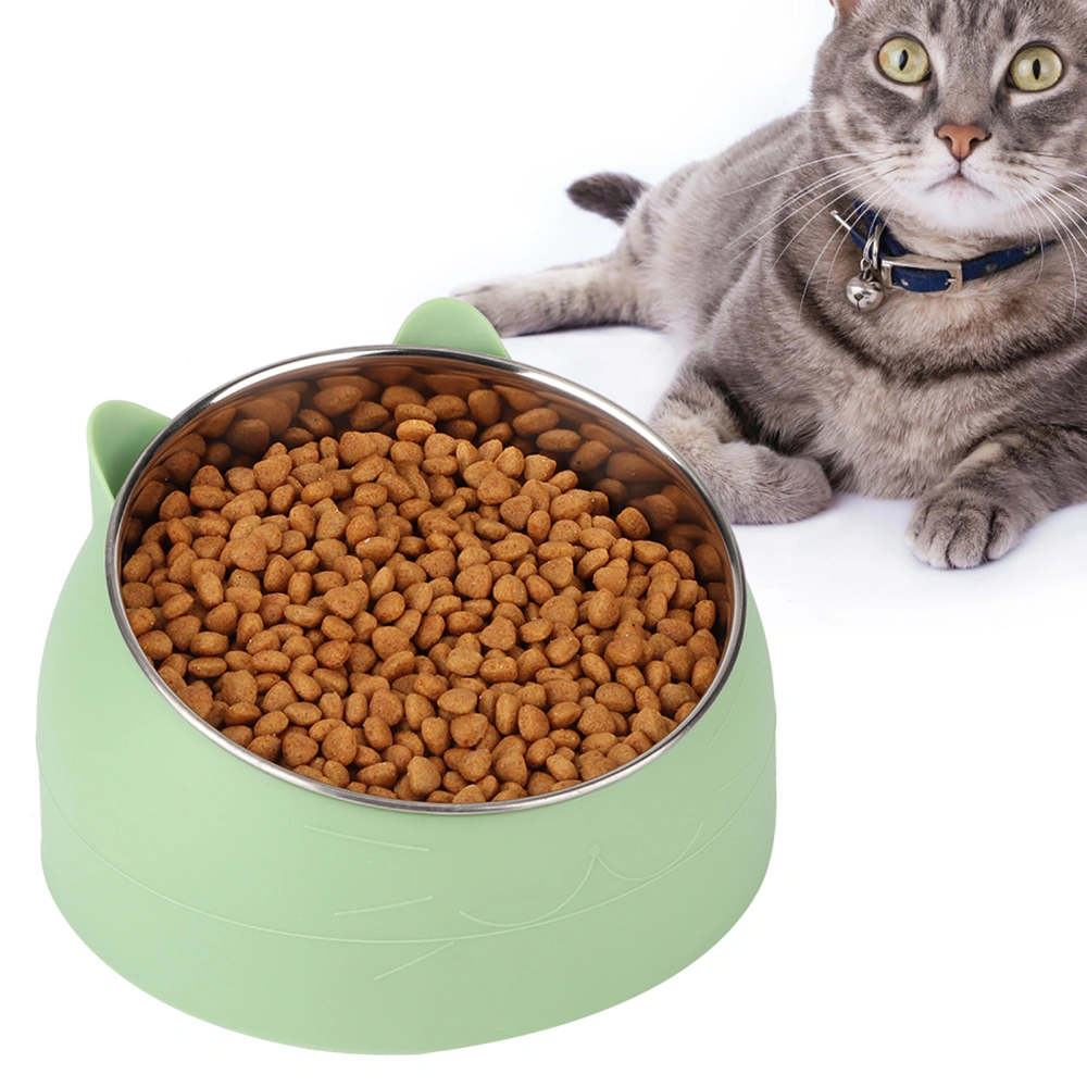 15 Degree Pet Tilted Feeder Food Feeding Bowl Neck Protection for Cat Small Dogsmall size 304 stainless steel green