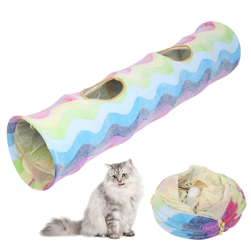 Cloth Colorful Rainbow Ring Paper Scratch Resistant Collapsible Cat Tunnel Tube Playing Hiding ToyColorful