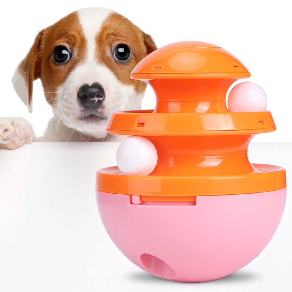 Pet Dog Tumbler Feeder Rail Ball Toys Feeding Leakage Food Puzzle Training Playingpink