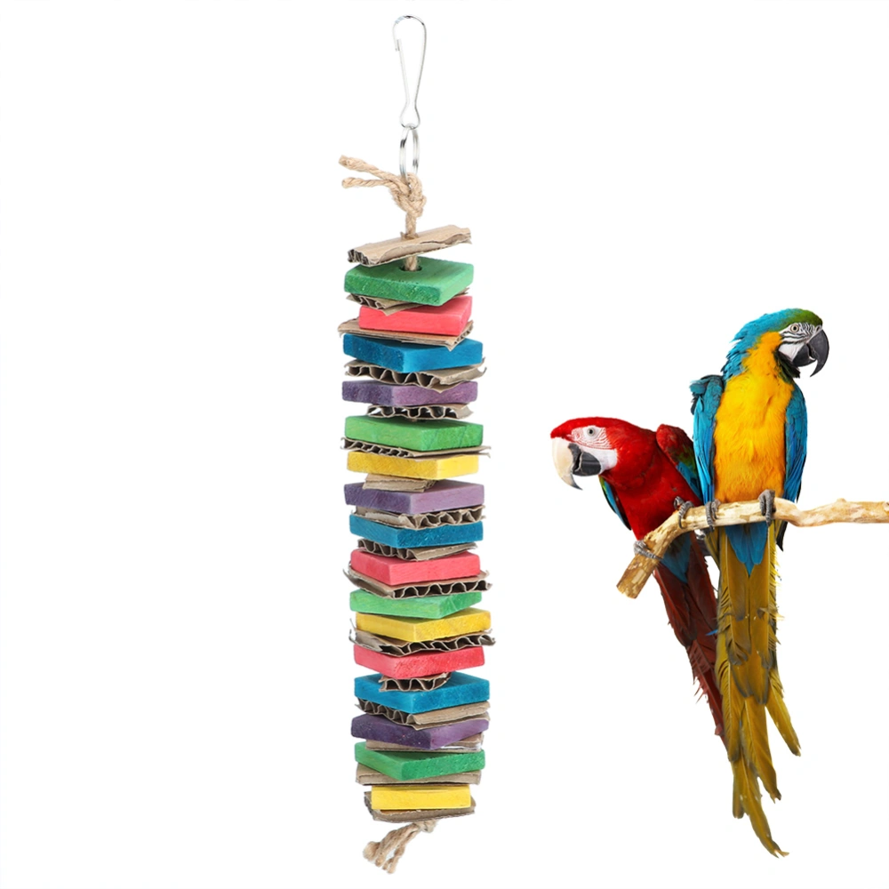 Hanging Colorful Wooden Block Paperboard Chewing Destroying Toy for Bird Pet ParrotSingle Strip