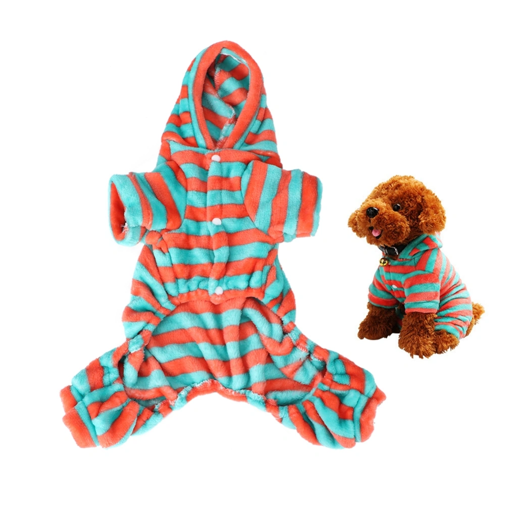 Autumn Winter Soft Fleece Dog Stripe Clothes Hoodies for Small Dogs Puppy Overall Clothing Outfit