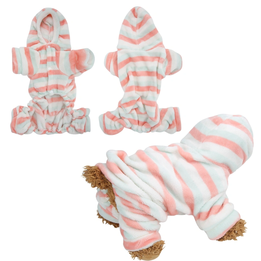 Coral Fleece Light Red Green Stripe Autumn Winter Four Feet Pet Hoodies Clothes Warm Pajamas Clothing for Dogs Cats