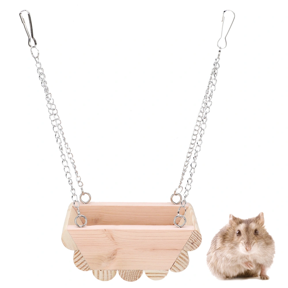 Wooden Small Pet Swing Hanging Boat Toy with Chain for Hamster Hang on the Cage Top