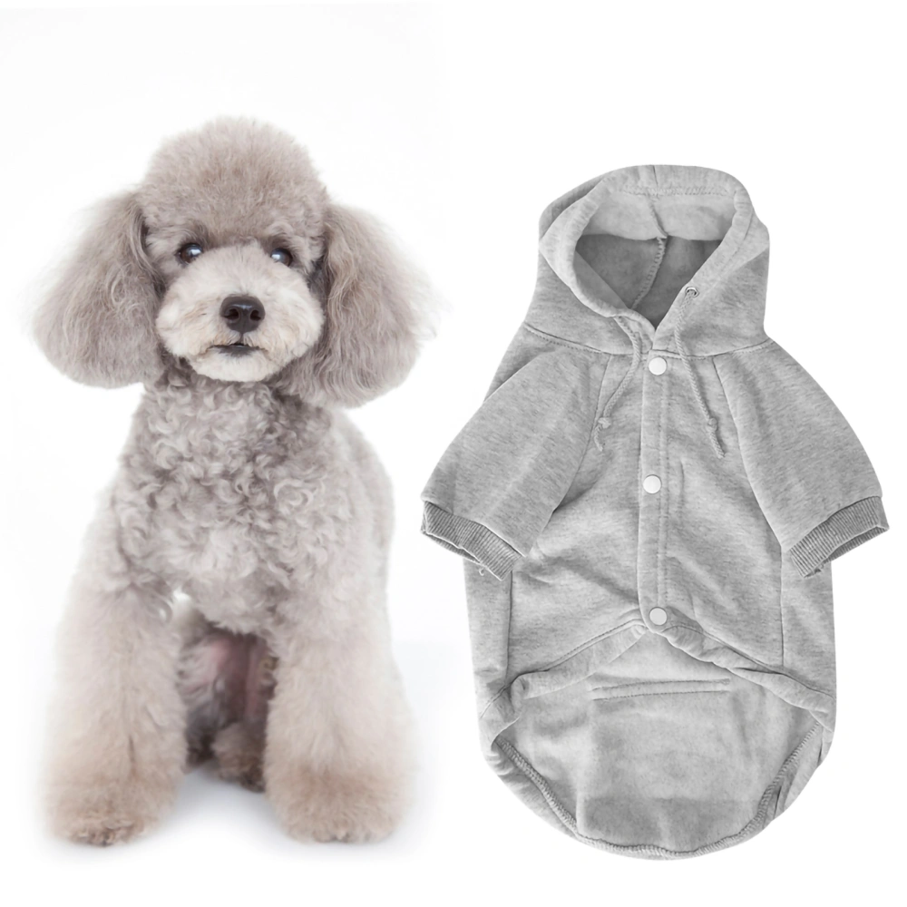 Winter Pet Clothes Costume with Hat Button Keep Warm for Dog Cat Gray