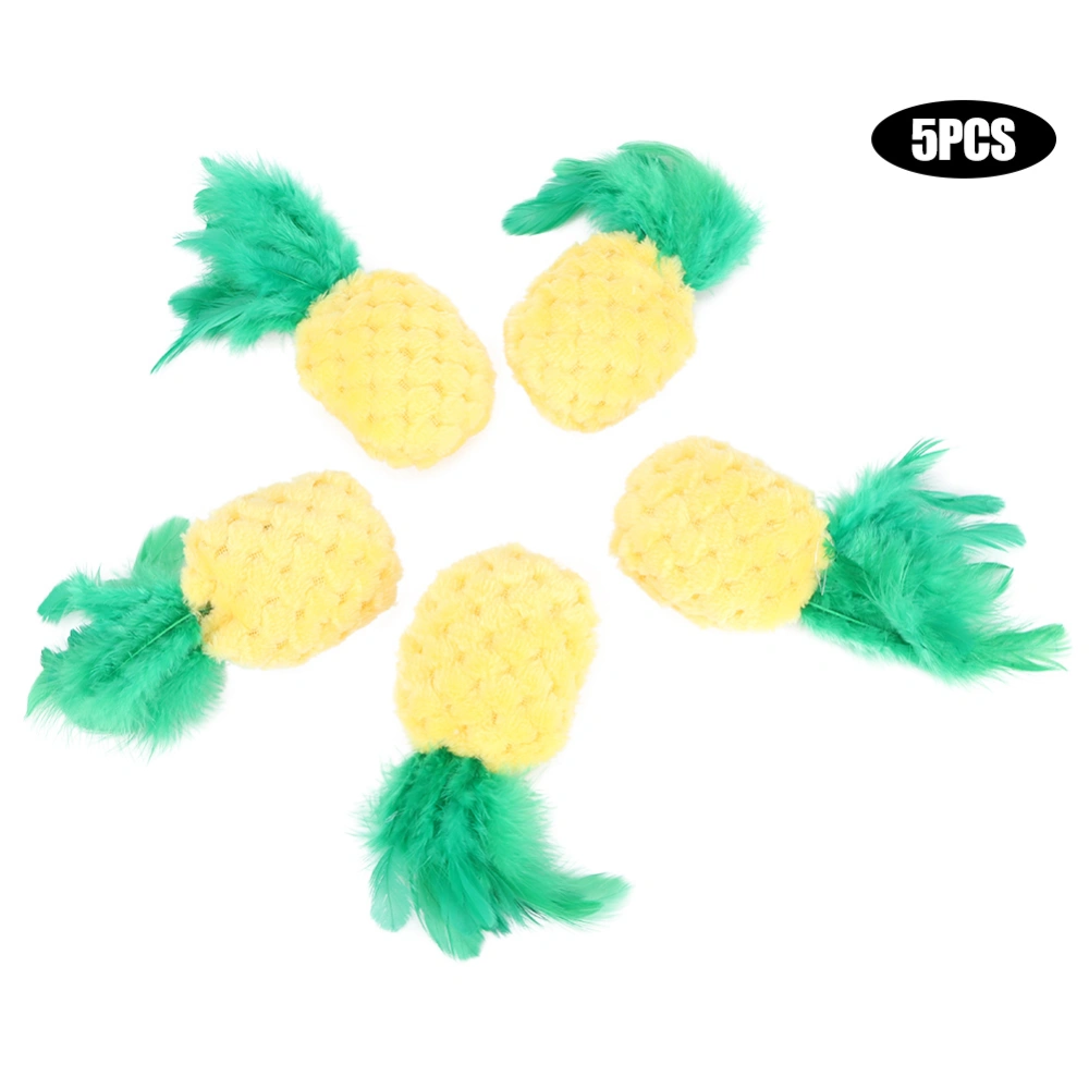 5 Pcs Pet Cat Plush Cute Toy Cute Pineapple Shape with Catnip Molar Clean Teeth Training Interactive