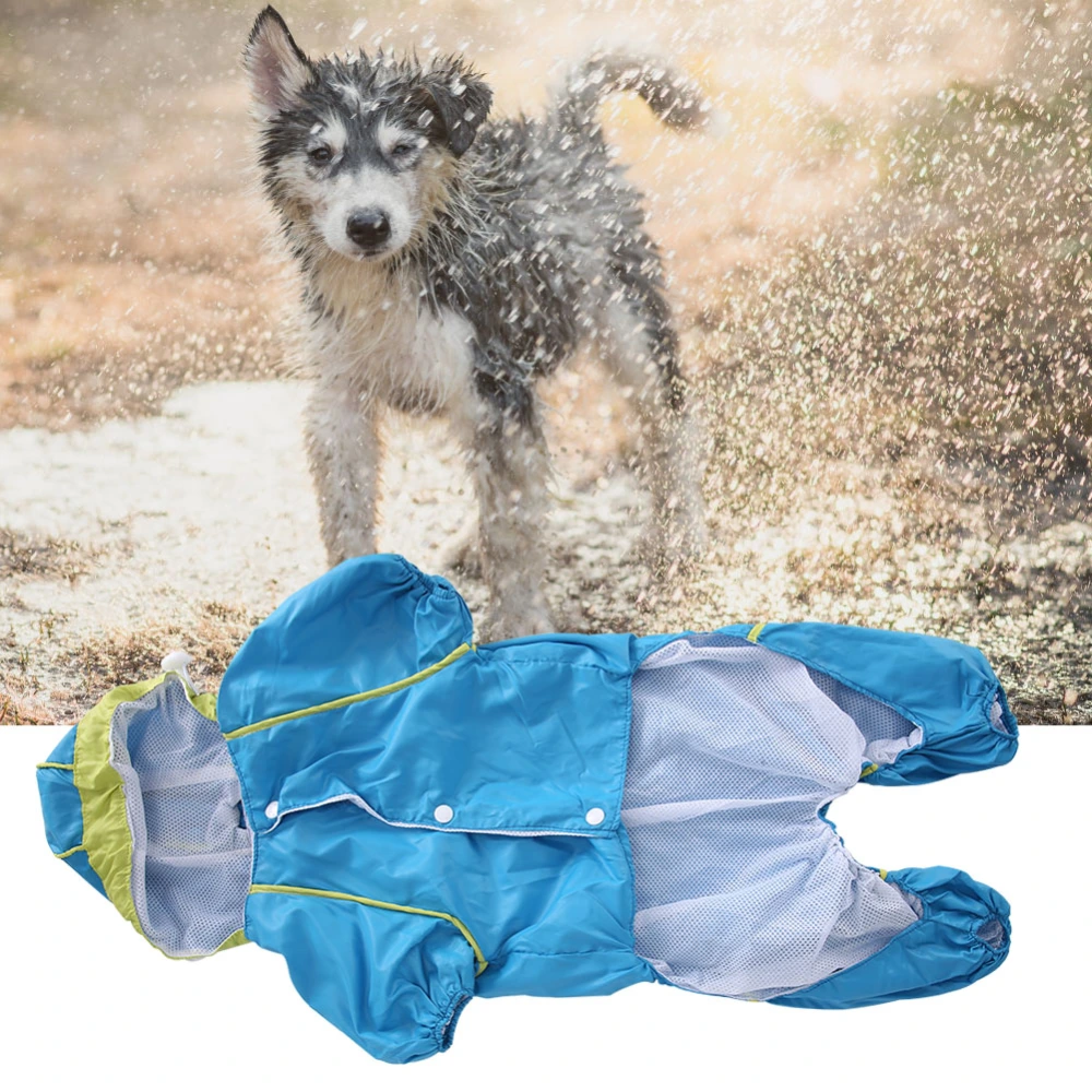 Acrylic Fibres Blue Pet Double Layer Thicken Four Foot Waterproof Rainproof Hooded Raincoat for Dogs Cats