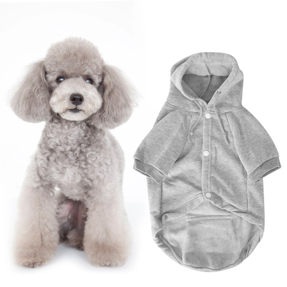 Winter Pet Clothes Costume with Hat Button Keep Warm for Dog Cat Gray