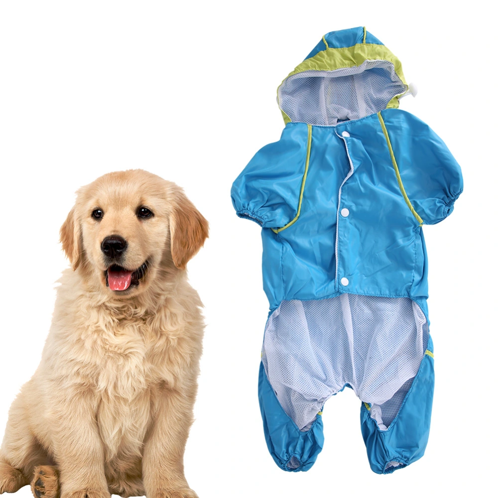 Acrylic Fibres Blue Pet Double Layer Thicken Four Foot Waterproof Rainproof Hooded Raincoat for Dogs Cats