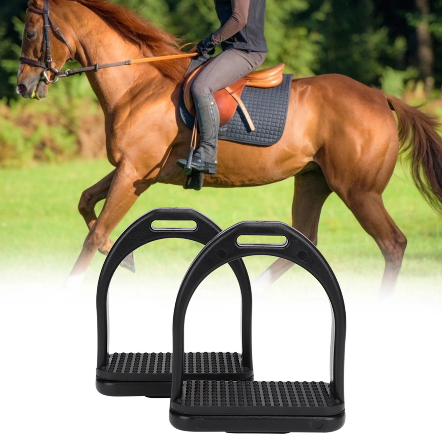 2 Pcs High Strength Plastics Stirrups with Black Non-slip Rubber Pad Horse Tool Accessories(small )