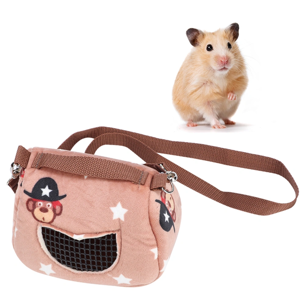 Coffee Flannelette Portable Breathable Pet Hamster Carrier Outgoing Bag for Small Pets Guinea Pig Squirrel ChinchillaL