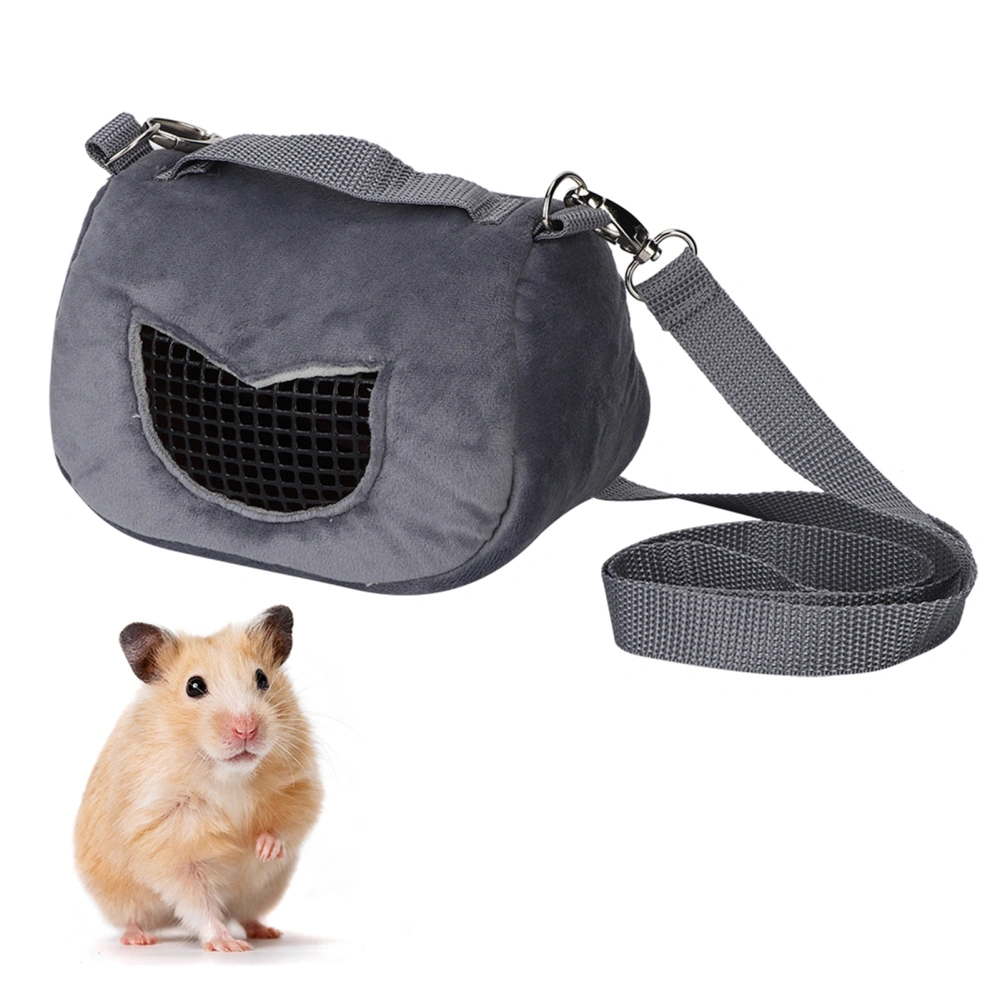 Gray Flannelette Portable Breathable Pet Hamster Carrier Outgoing Bag for Small Pets Guinea Pig Squirrel ChinchillaL