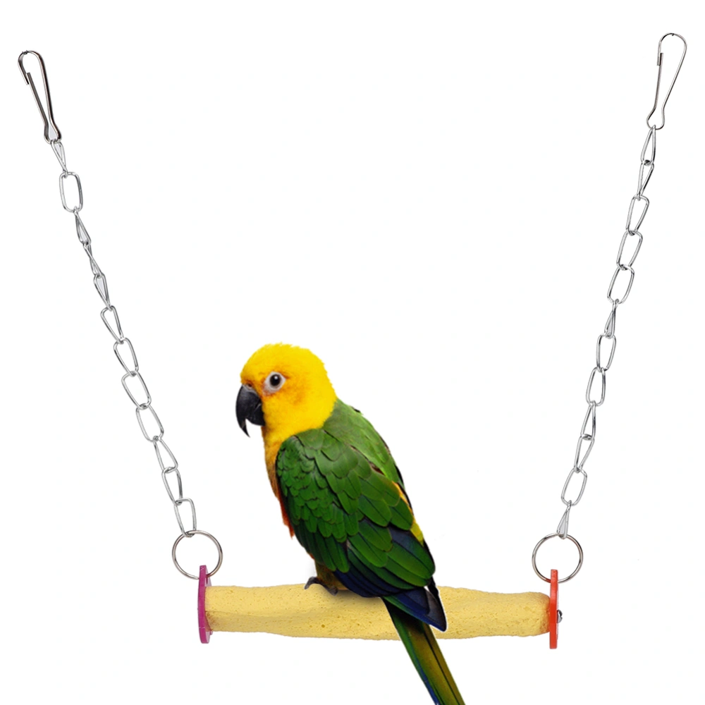 Yellow Hanging Bird Parrot Perch Standing Bar Frosted Stick Climbing Swing Grinding Toy Cage Accessory