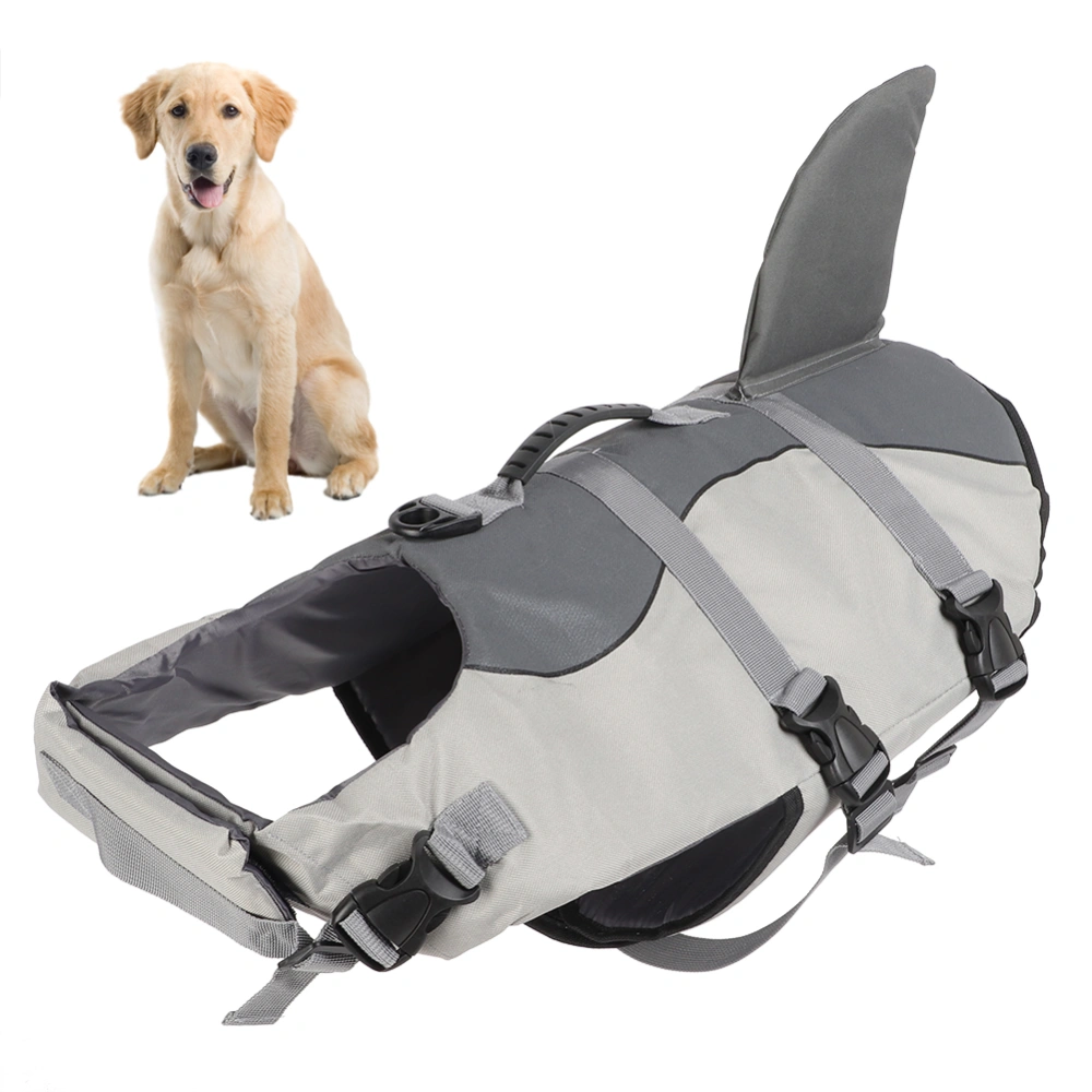 Canvas Sponge Shark Design Waterproof Pet Swimming Safety Vest Clothes Life Jacket for Large Dogs