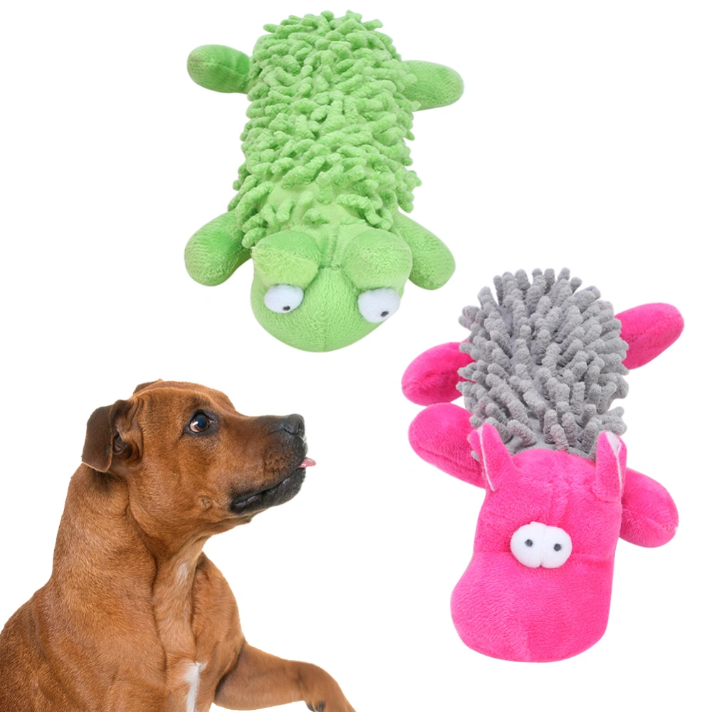 2 pcs Frog and Hippo Shape Plush Dog Chew Bite Toy Pet Dogs Puppy Interactive Training Toys