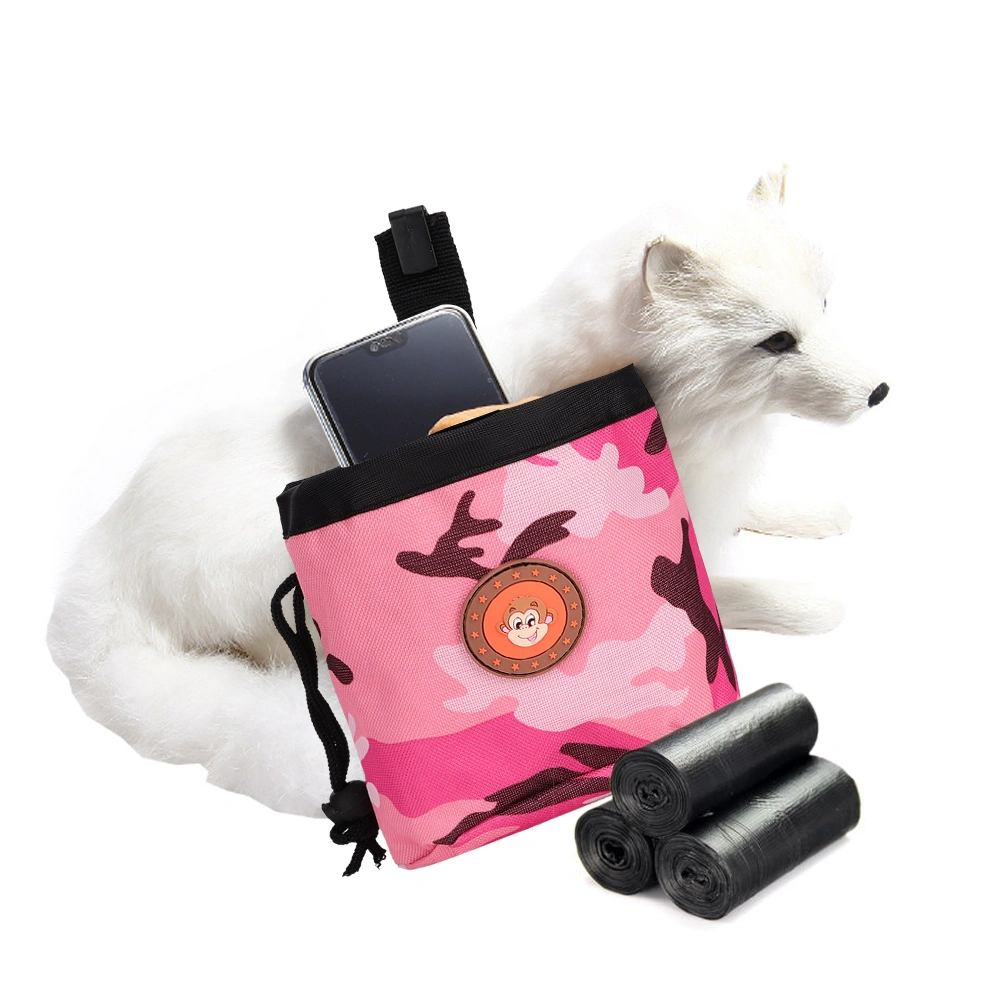 Pet Dog Puppy Pouch Walking Food Snack Bag Training Waist Storage Hold Pockets Pink Camo