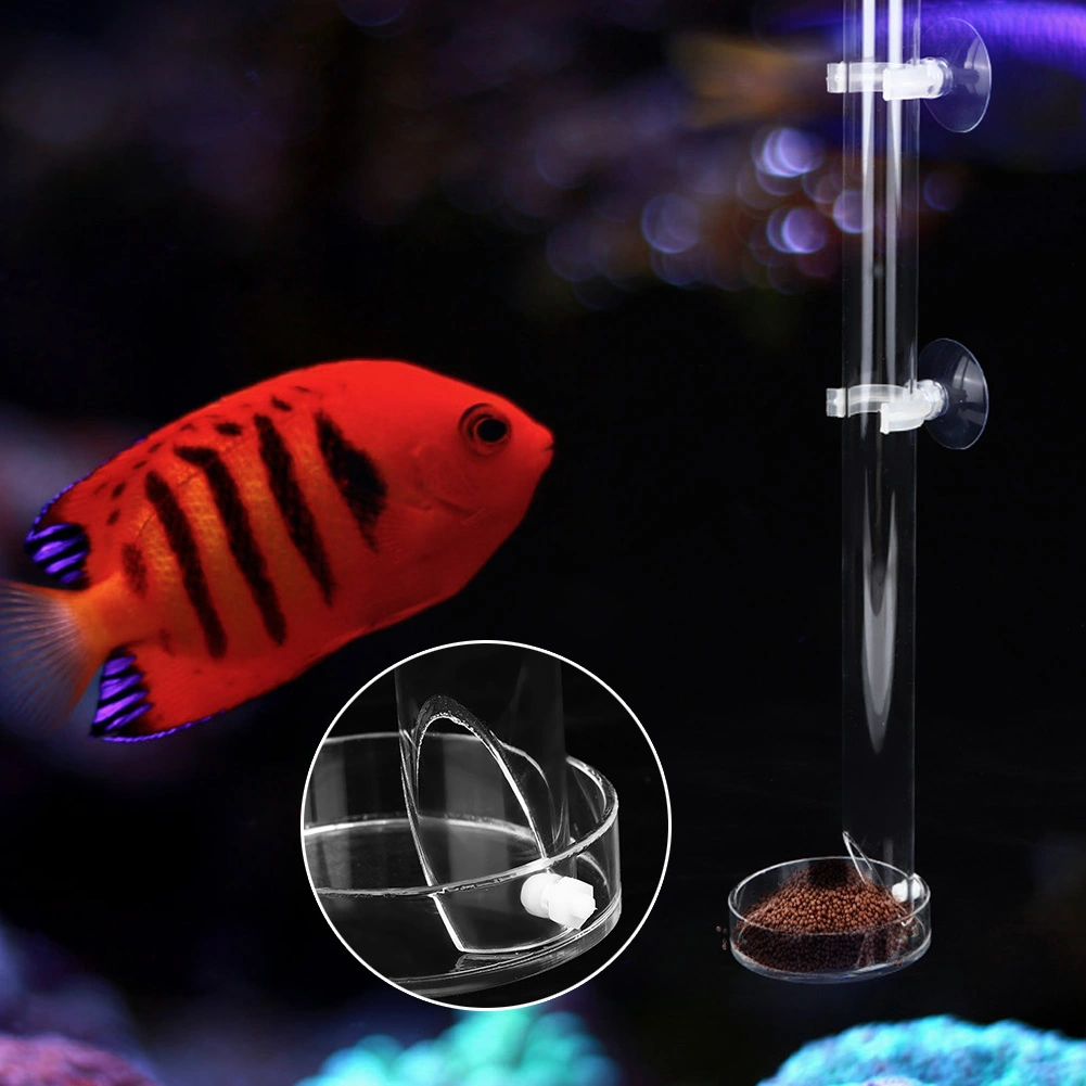 Acrylic Transparent Durable Aquarium Fish Shrimp Feeder Fish Tank Feeding Tube with Tray(32cm)
