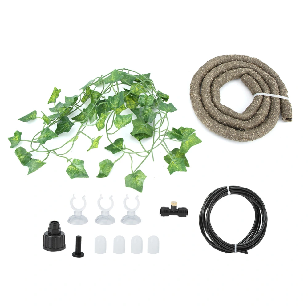 Reptile Terrarium Aquarium Artificial Vine Habitat Decoration(3m Vine Set 2pcs Boston Ivy Leaf)