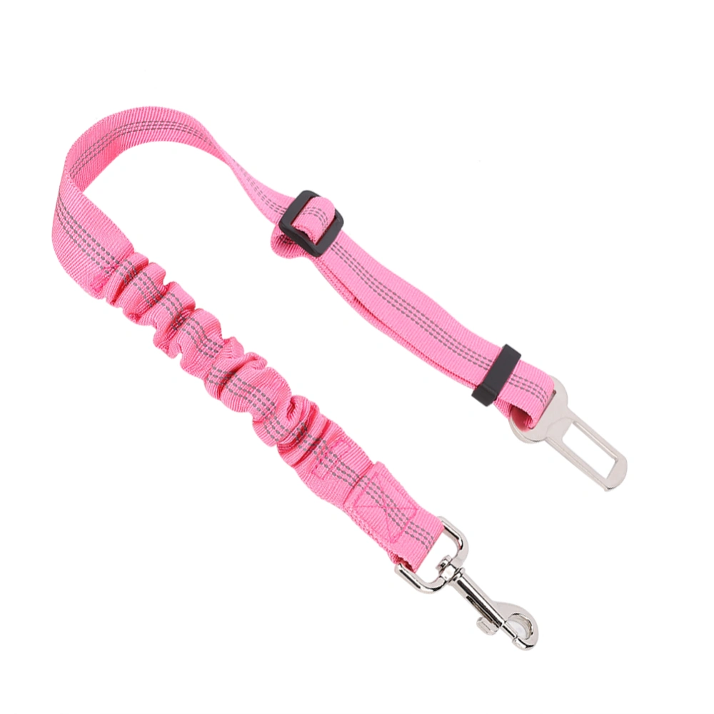 Adjustable Pet Dog Cat Reflective Elastic Car Safety Belt Harness Lead Leash Rope (Pink)